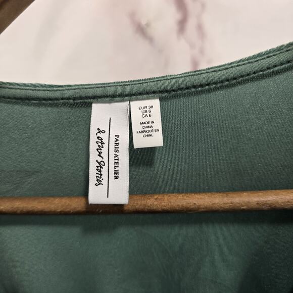 & Other Stories Dress Womens 6 Small Green Velvet Floral Midi Maxi Wrap Long - Picture 4 of 16